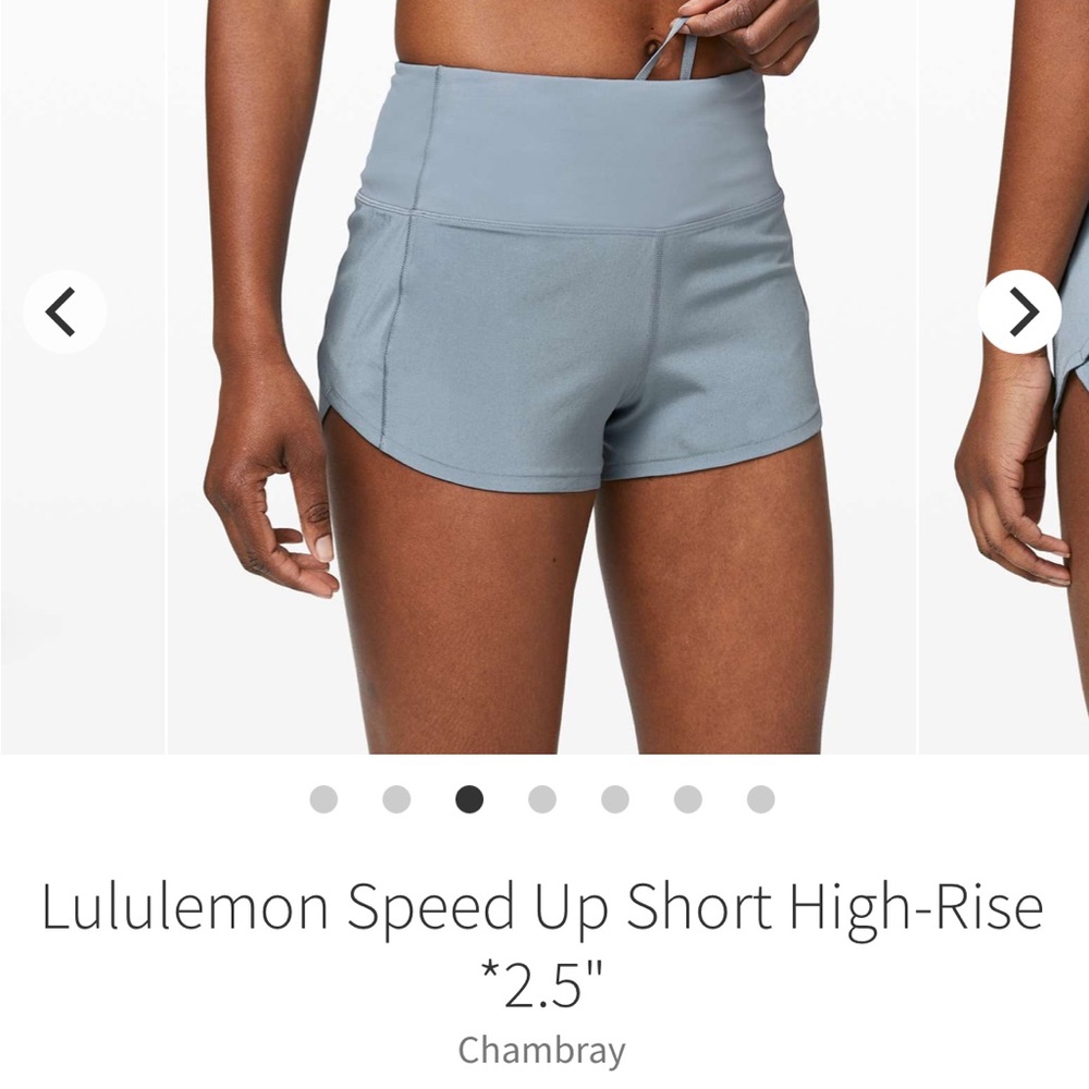 Lululemon Chambray Blue Speed Up High-Rise 2.5” short size 6